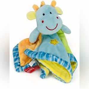 Linzy Baby Blue Giraffe Plush Rattle Lovey Baby Colorful Security Blanket